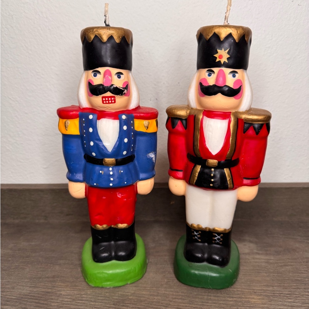 VINTAGE Festive Christmas Nutcracker Candle Set